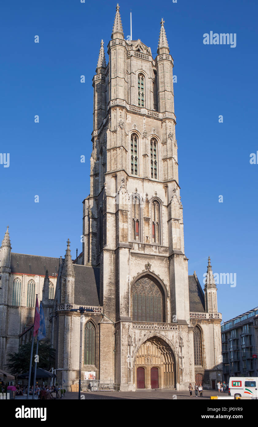 Ghent, Belgium - June 2, 2011 - Sint-Baafs (Saint Bravo) Cathedral in the heart of the historic district of Ghent. The cathedral was finished in 1569. Stock Photo