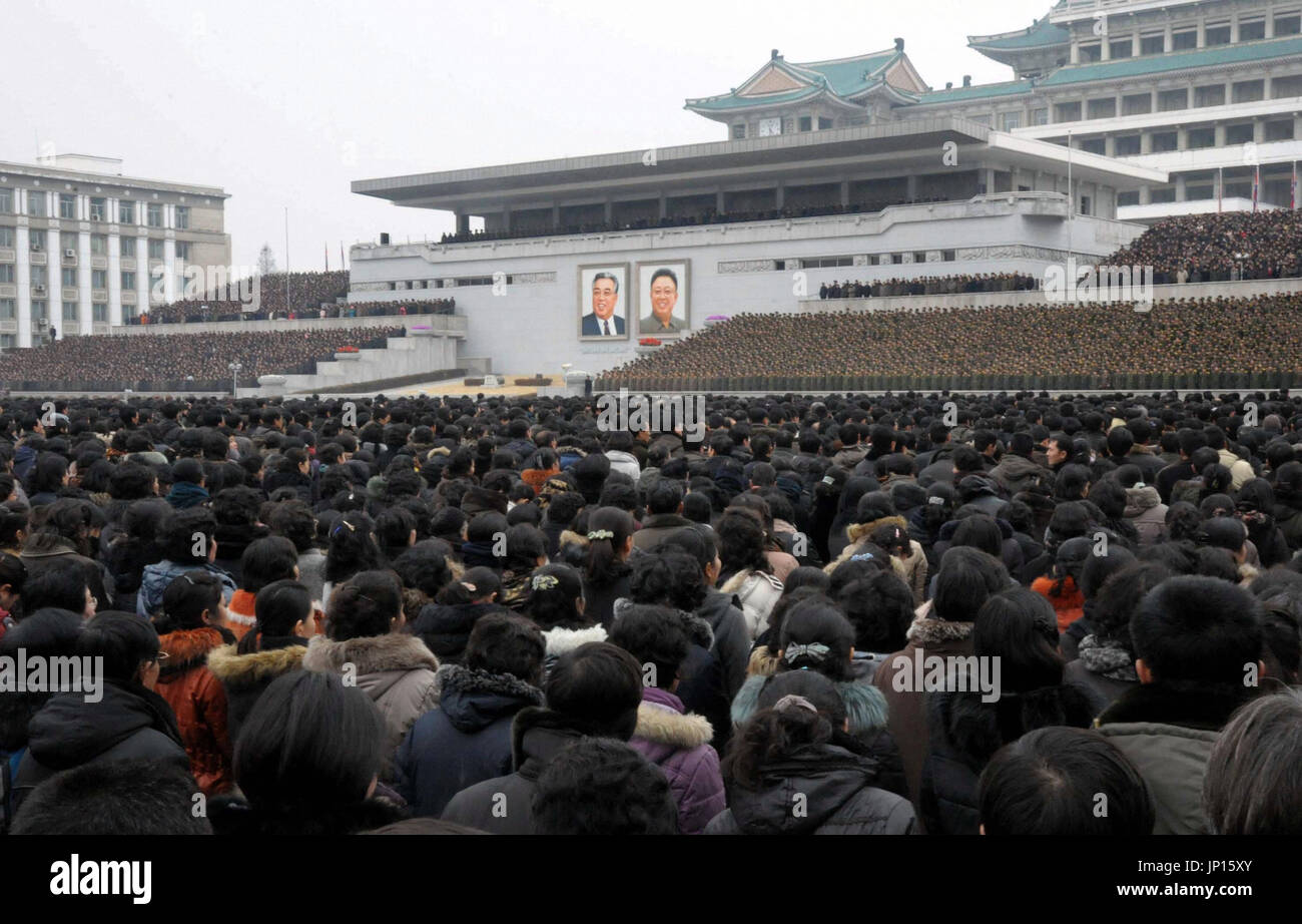 PYONGYANG, North Korea - A rally is held at Kim Il Sung Square in ...