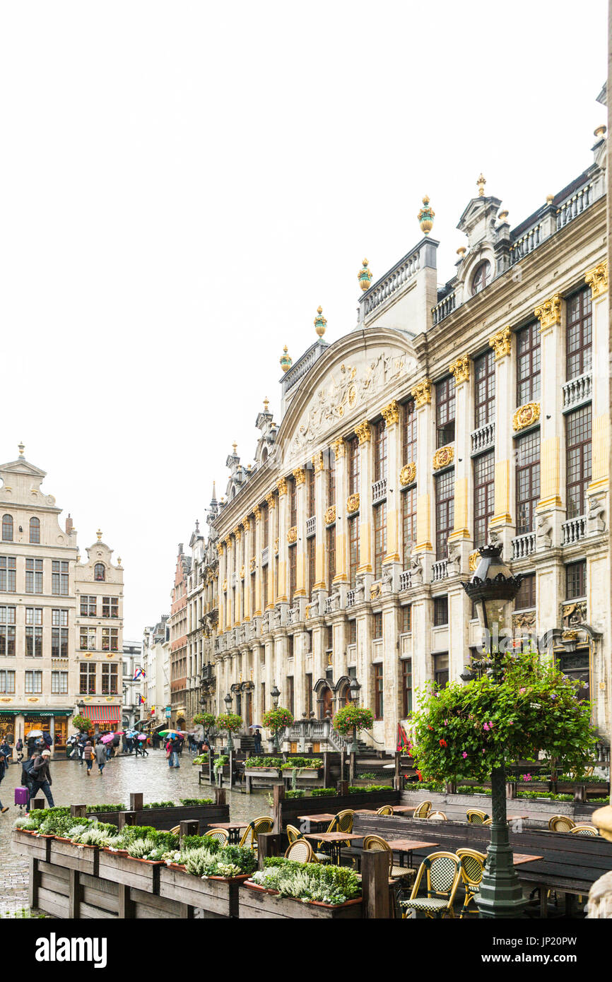 Brussels, Belgium - October 13, 2013: House of the Dukes of Brabant in the Grande Place Brussels in the rain. Stock Photo