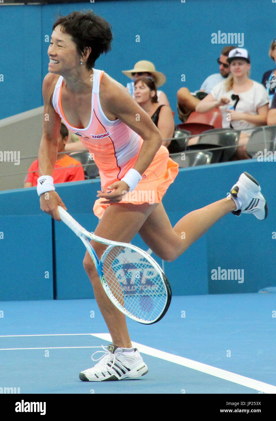 BRISBANE, Australia - Japan's Kimiko Date-Krumm serves to Australian