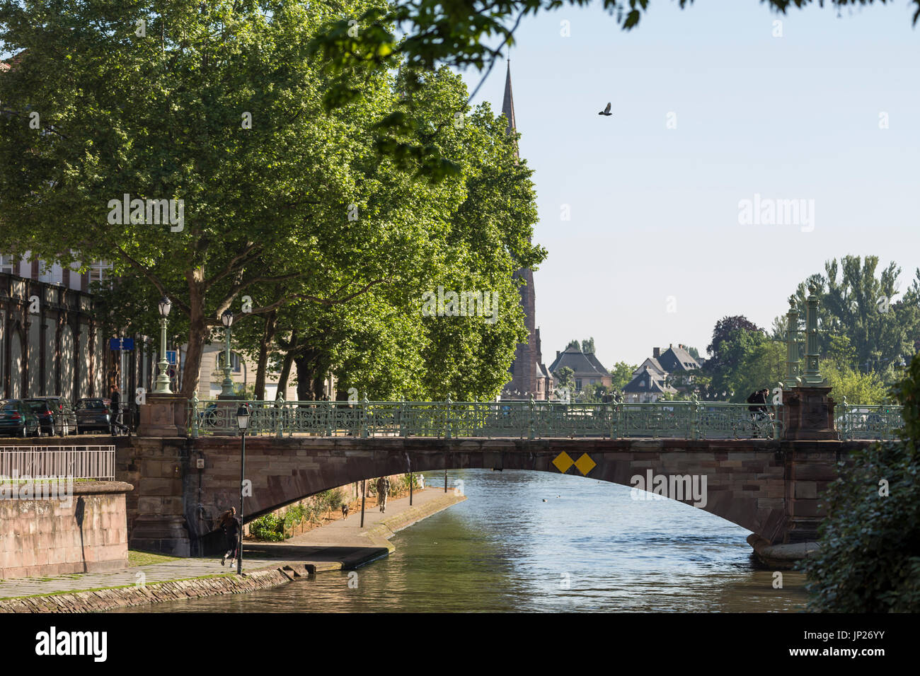 Strasbourg, Alsace, France - May 3, 2014: Bridge over the river Ill in Strasbourg, France Stock Photo