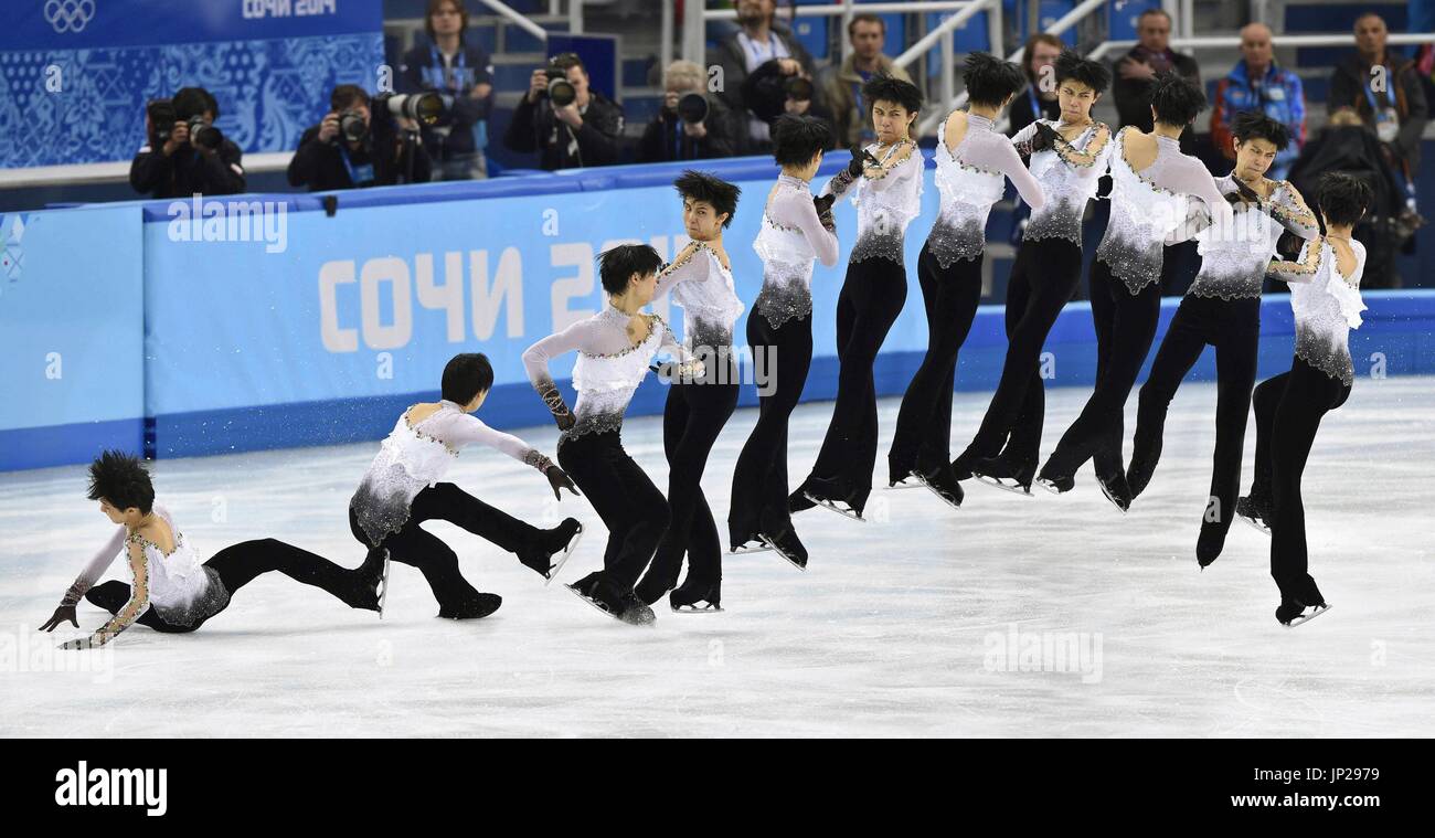 SOCHI, Russia This composite photo shows Japan's Yuzuru Hanyu falling
