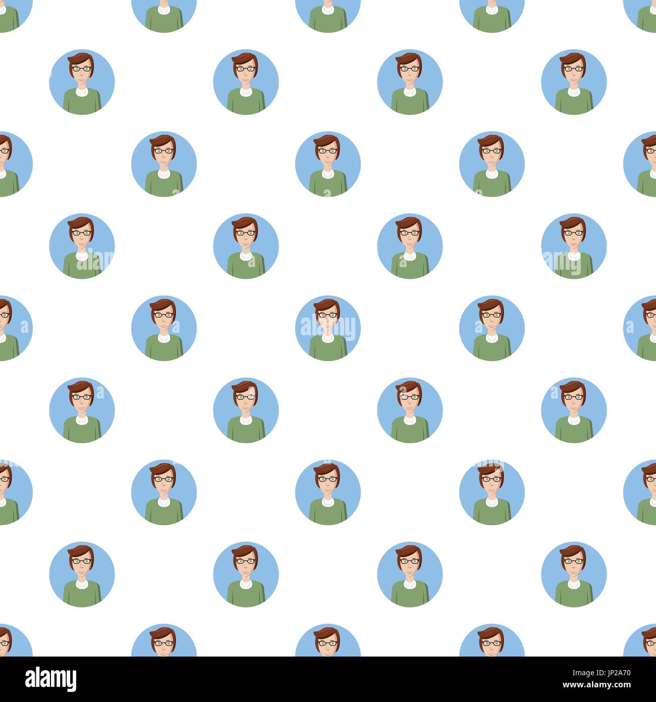 Man avatar pattern seamless repeat in cartoon style vector illustration ...
