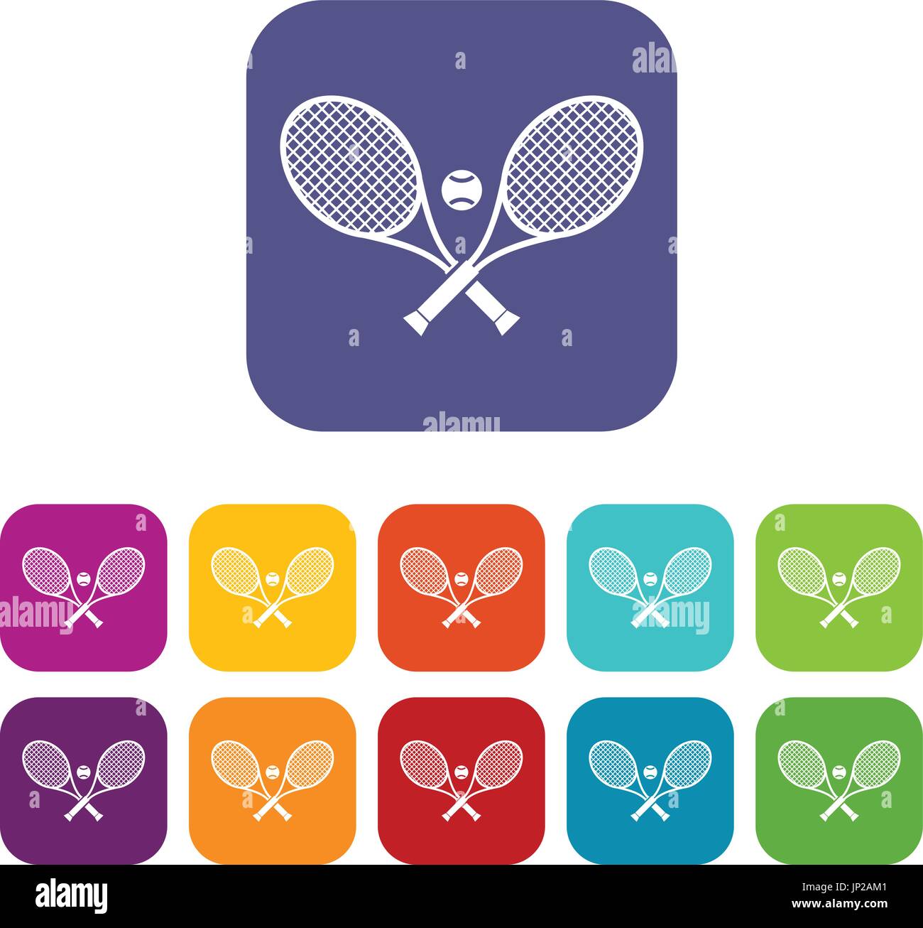 Crossed tennis rackets and ball icons set Stock Vector Image & Art - Alamy