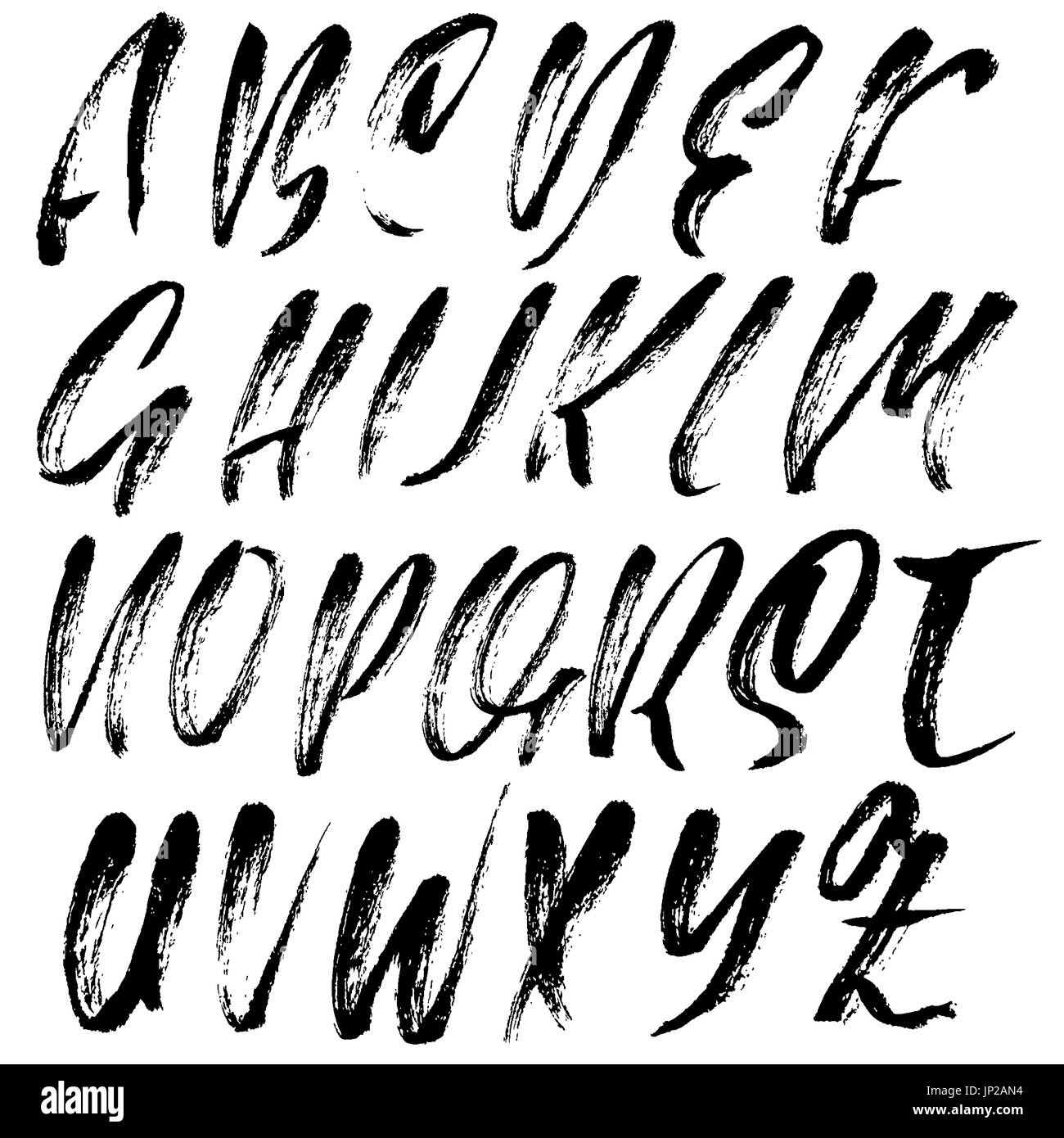 Hand drawn dry brush font. Modern brush lettering. Grunge style ...