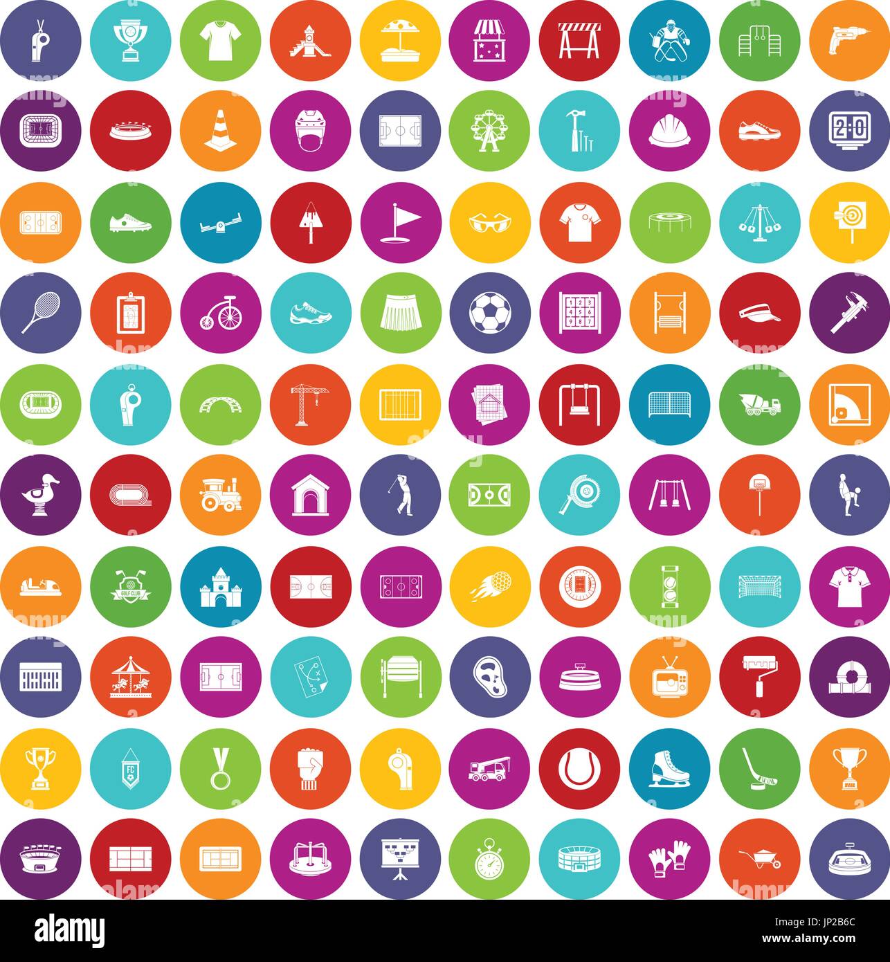 100 playground icons set color Stock Vector