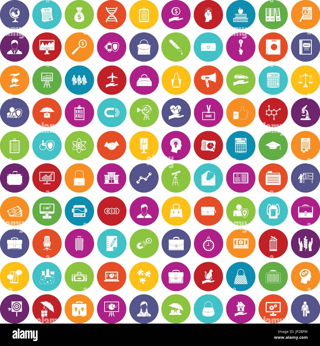 100 portfolio icons set color Stock Vector