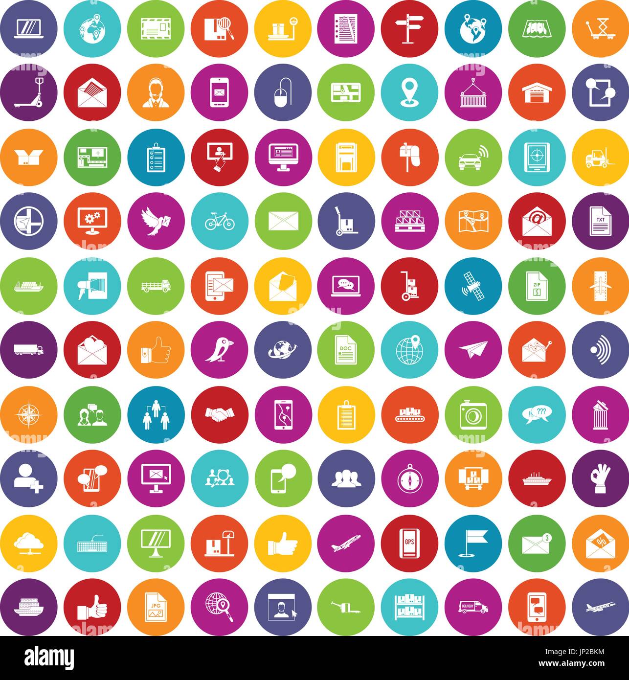 100 post and mail icons set color Stock Vector