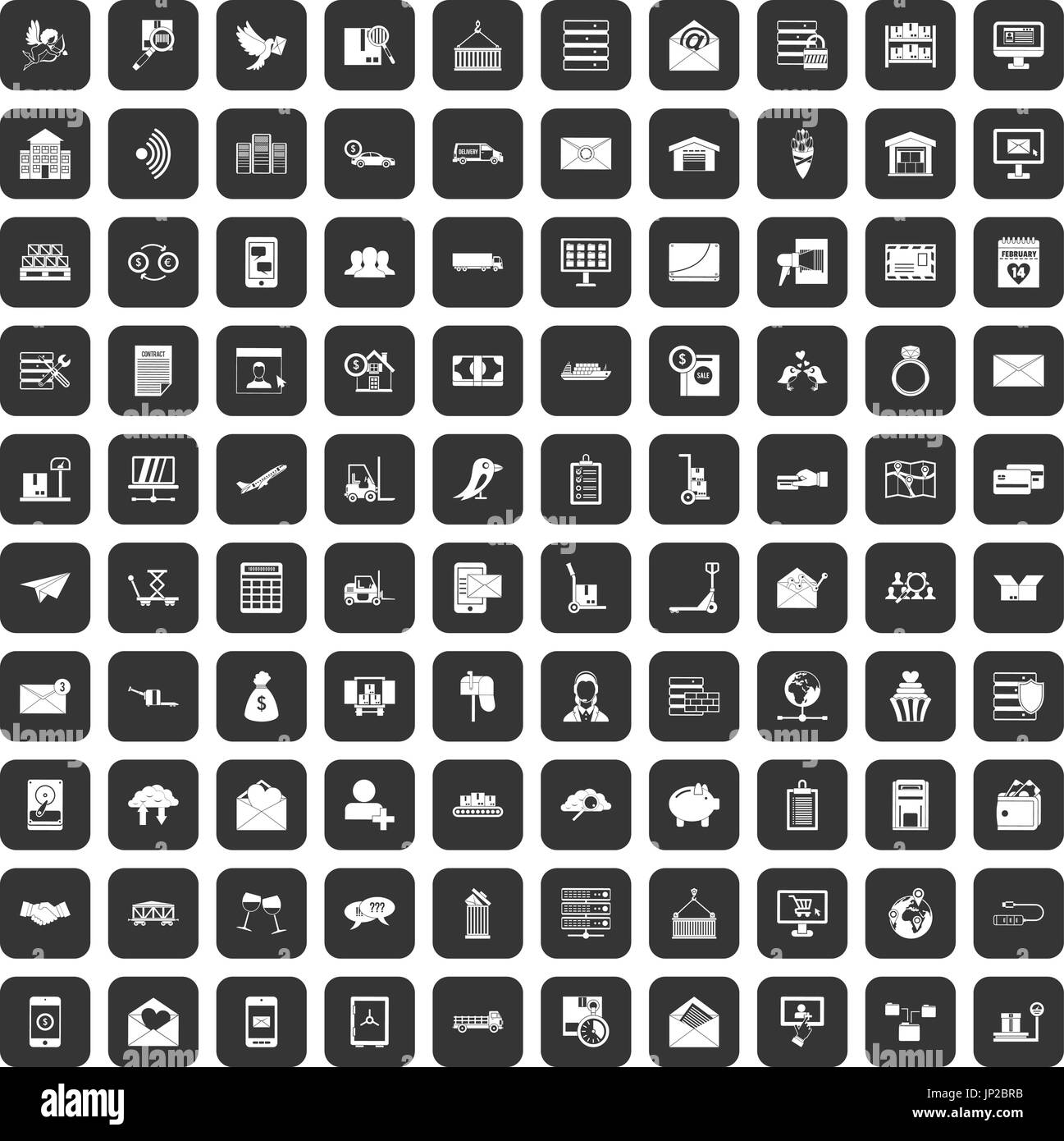 100 postal service icons set black Stock Vector Image & Art - Alamy