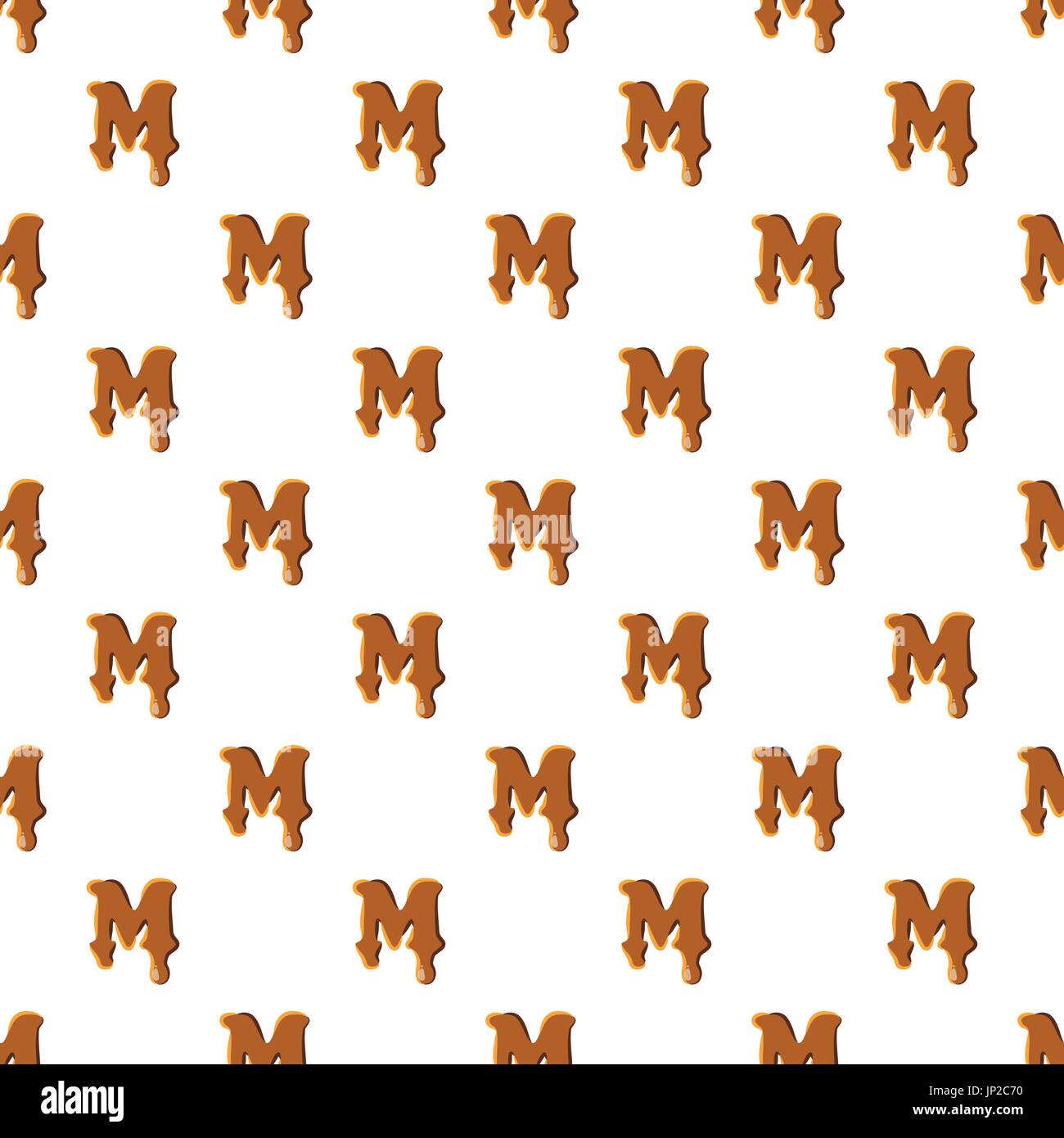 Letter M from caramel pattern seamless repeat in cartoon style vector illustration Stock Vector