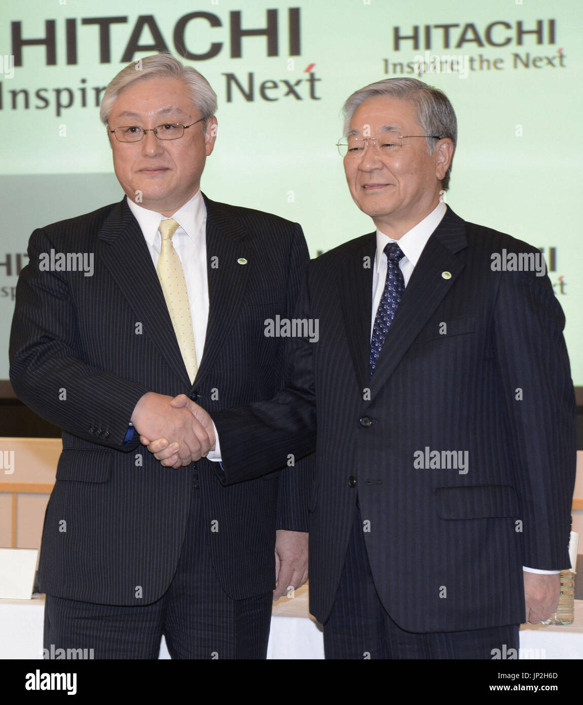 TOKYO, Japan Toshiaki Higashihara (L), who will be promoted to president and chief operating