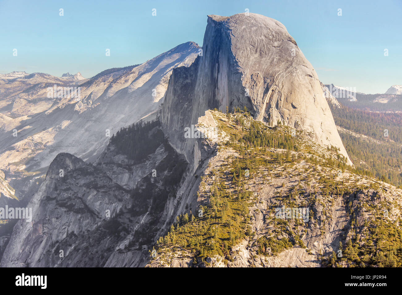 Half Dome Views from Pohono Trail. Stock Photo