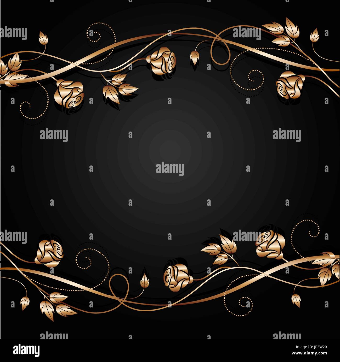 Copper flowers with shadow on dark background. Stock Vector