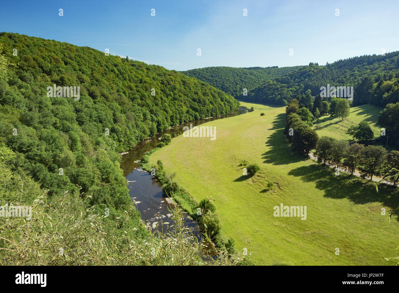 The meander of the Semois at Cordemois, seen from the Rock of the Hanged Man Stock Photo