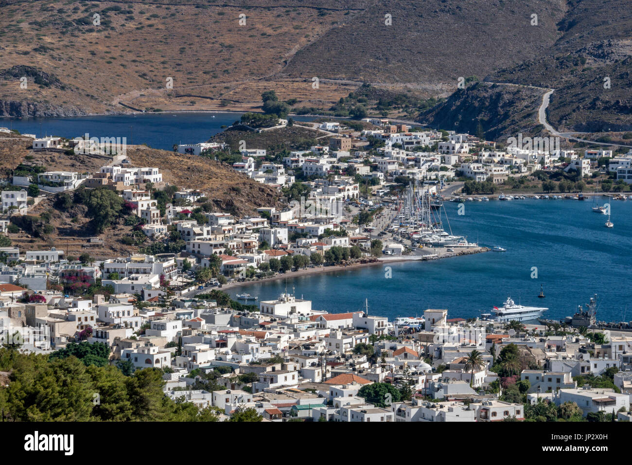 Aerial view of Skala, Patmos island Dodecanese,Greece Stock Photo - Alamy