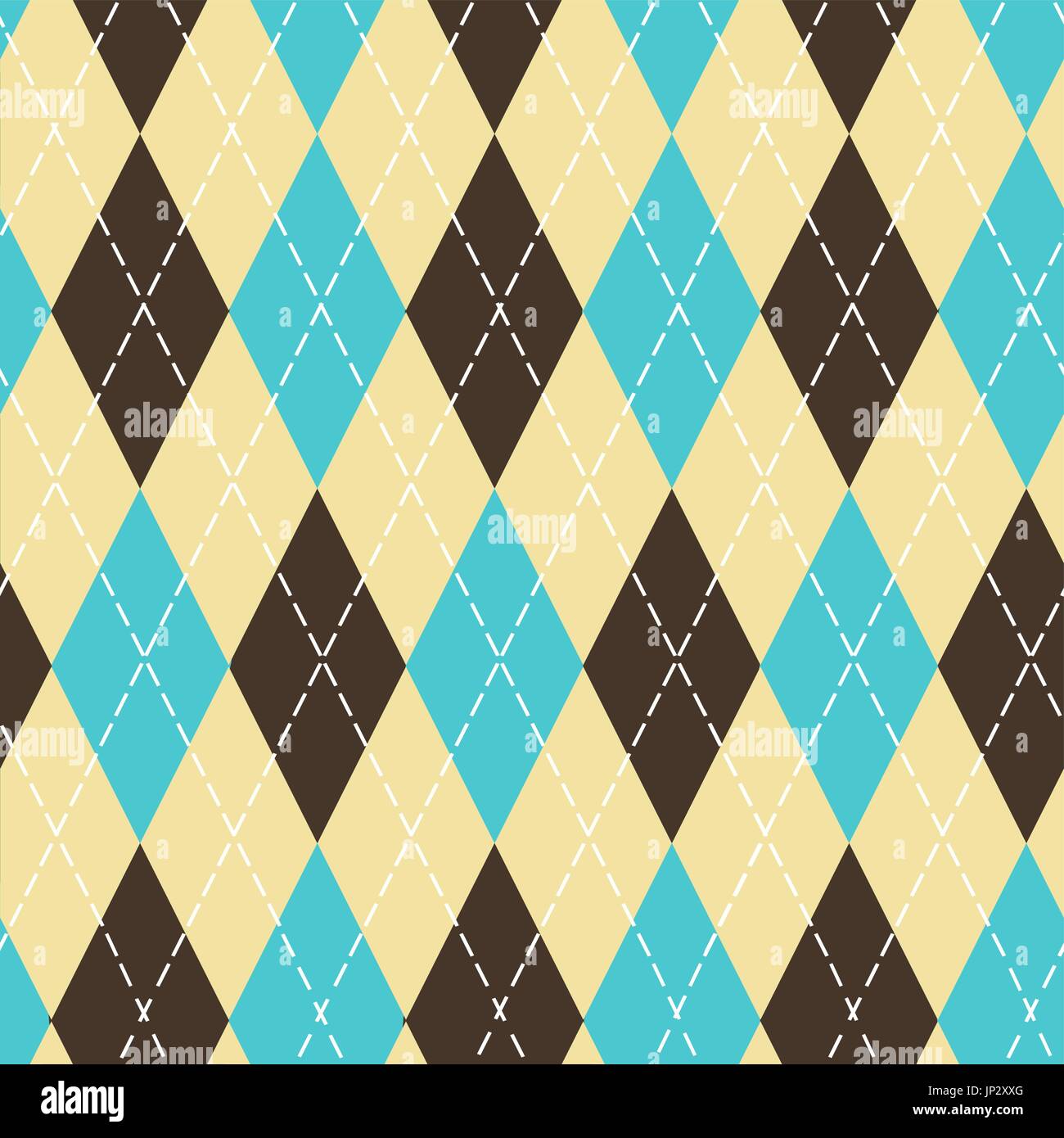 Seamless argyle pattern with chaotic golden dots. Traditional diamond check print. Vintage seamless background. Stock Vector