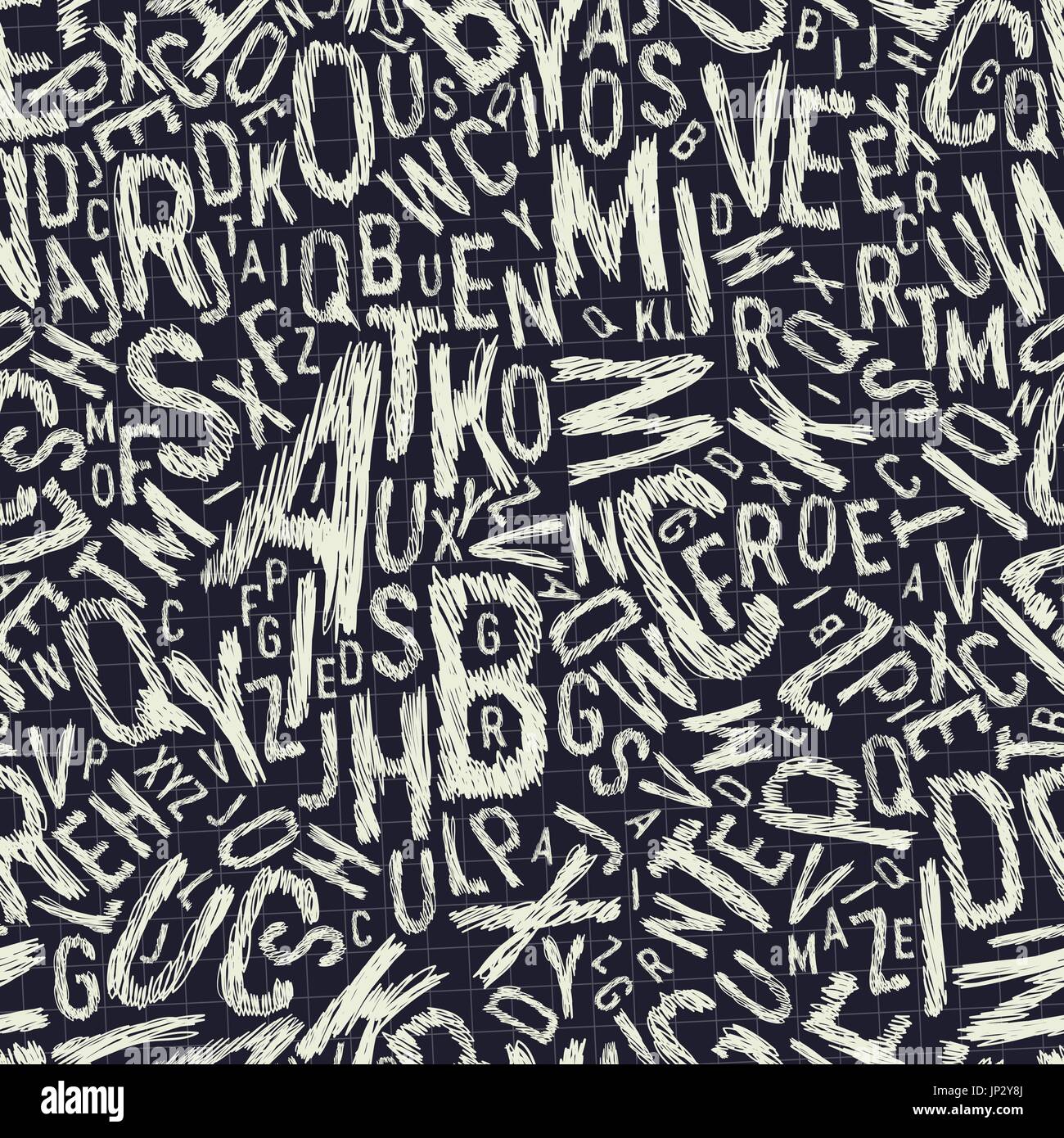 Educational themed seamless background. Letters "ABC..."on note paper Stock Vector