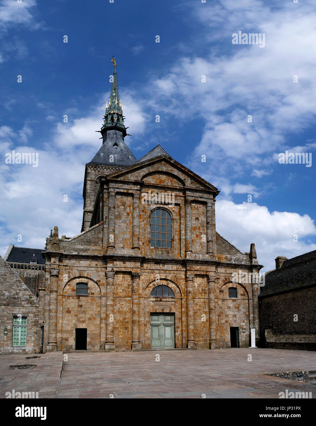 facade of the  Mont Saint Michel's abbey Stock Photo