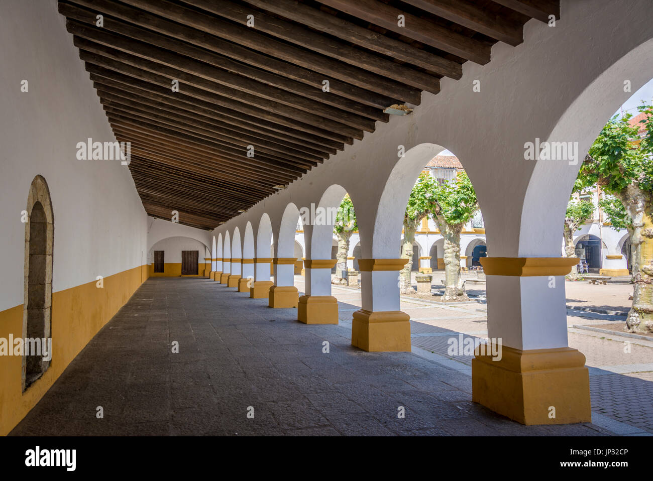 Spanish style porch of Plaza del Conde in Ciudad Rodrigo, Salamanca