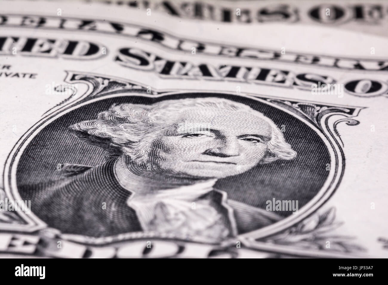 US one dollar bill closeup macro, 1 usd banknote, George Washington ...