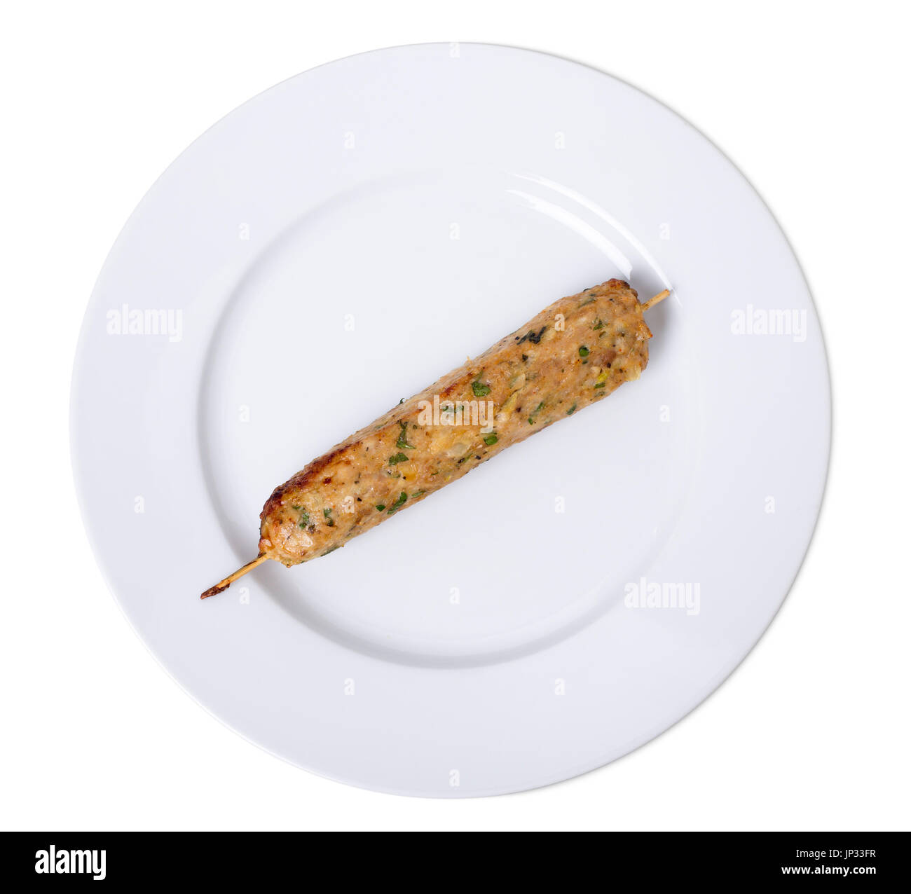 Delicios chicken lula kebab. Isolated on a white background Stock Photo