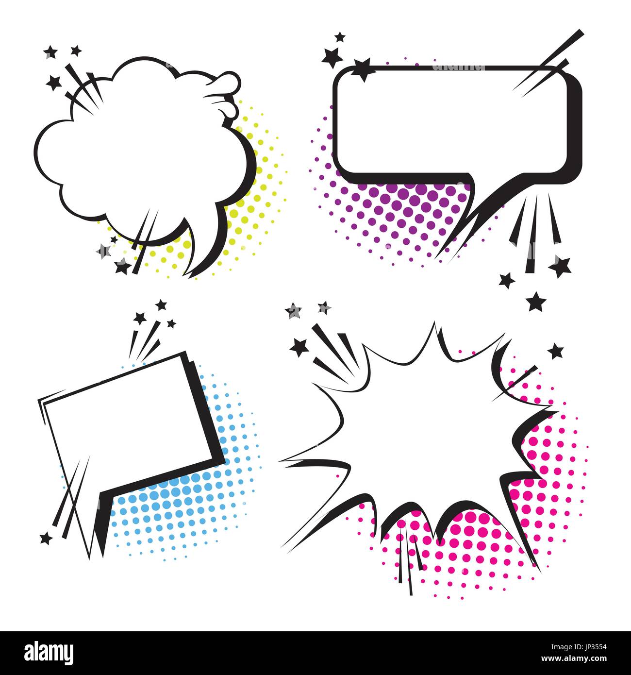 Chat Bubble Icon Set Pop Art Style Social Media Communication Stock ...