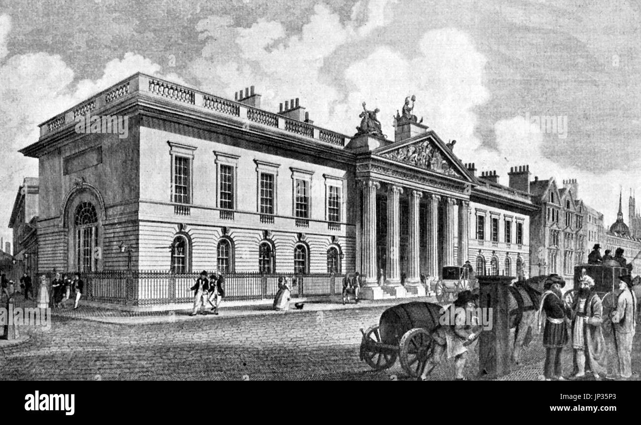 East India Company -East India House, Leadenhall Street, London 1833 Stock Photo