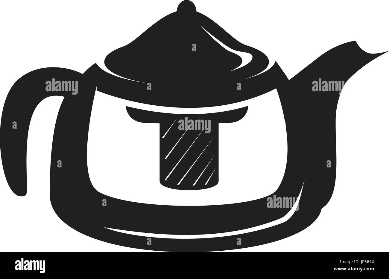 kettle with infuser isolated on white background. Stock Vector