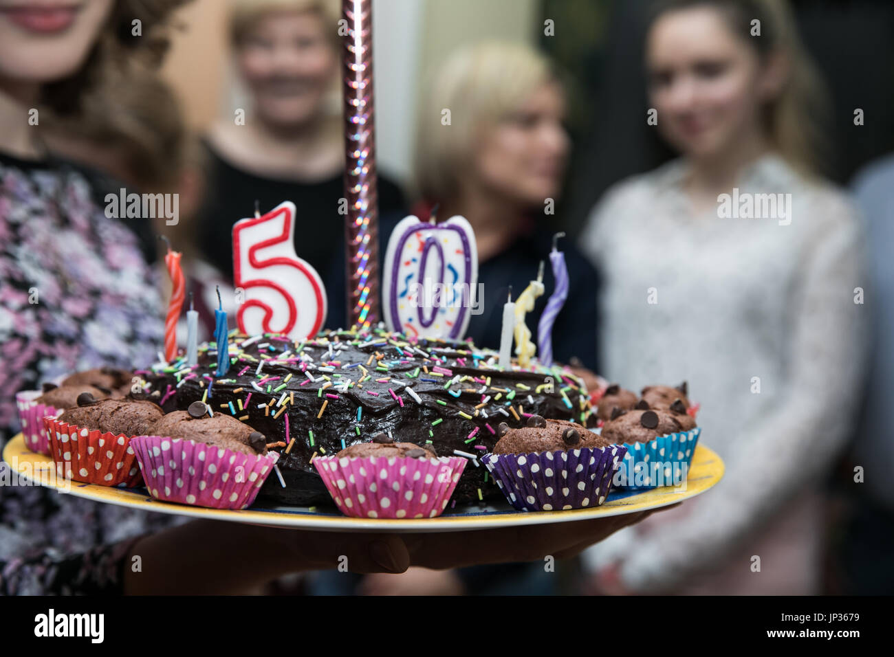 The 50th birthday  celebration cake Stock Photo