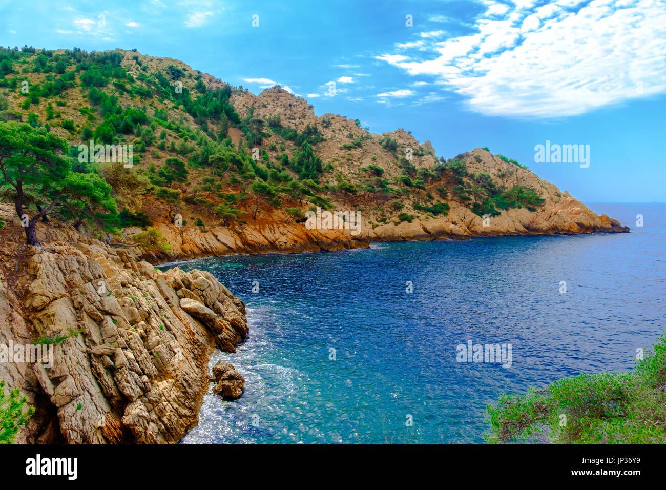 Part of the Estaque mountain range on the Cote Bleue by the Mediterranean Sea, Provence France Stock Photo