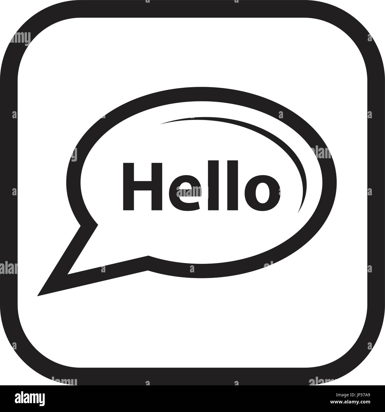 hello talk bubble icon within a square. isolated on white background ...