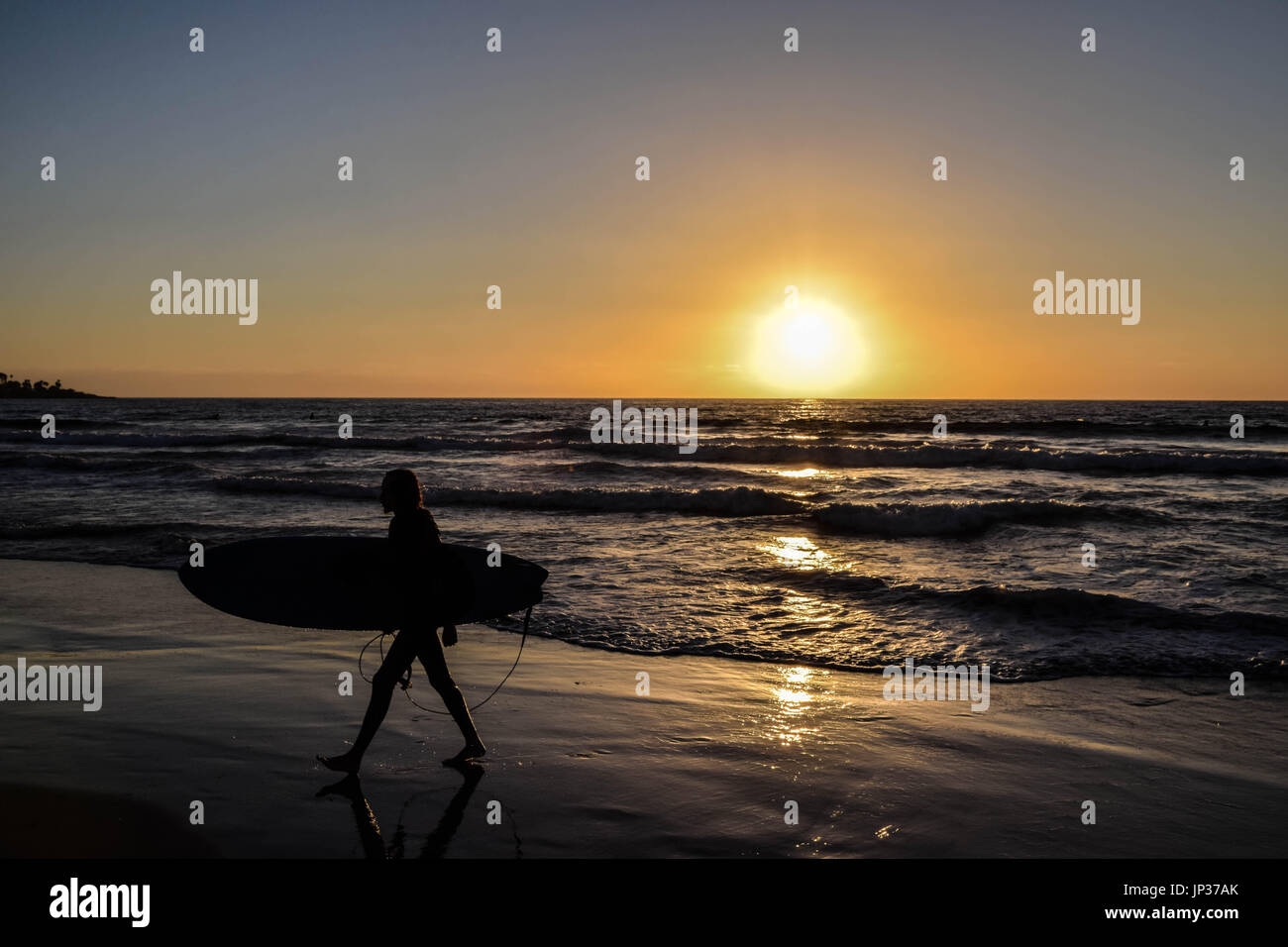 Surfer in southern California Stock Photo