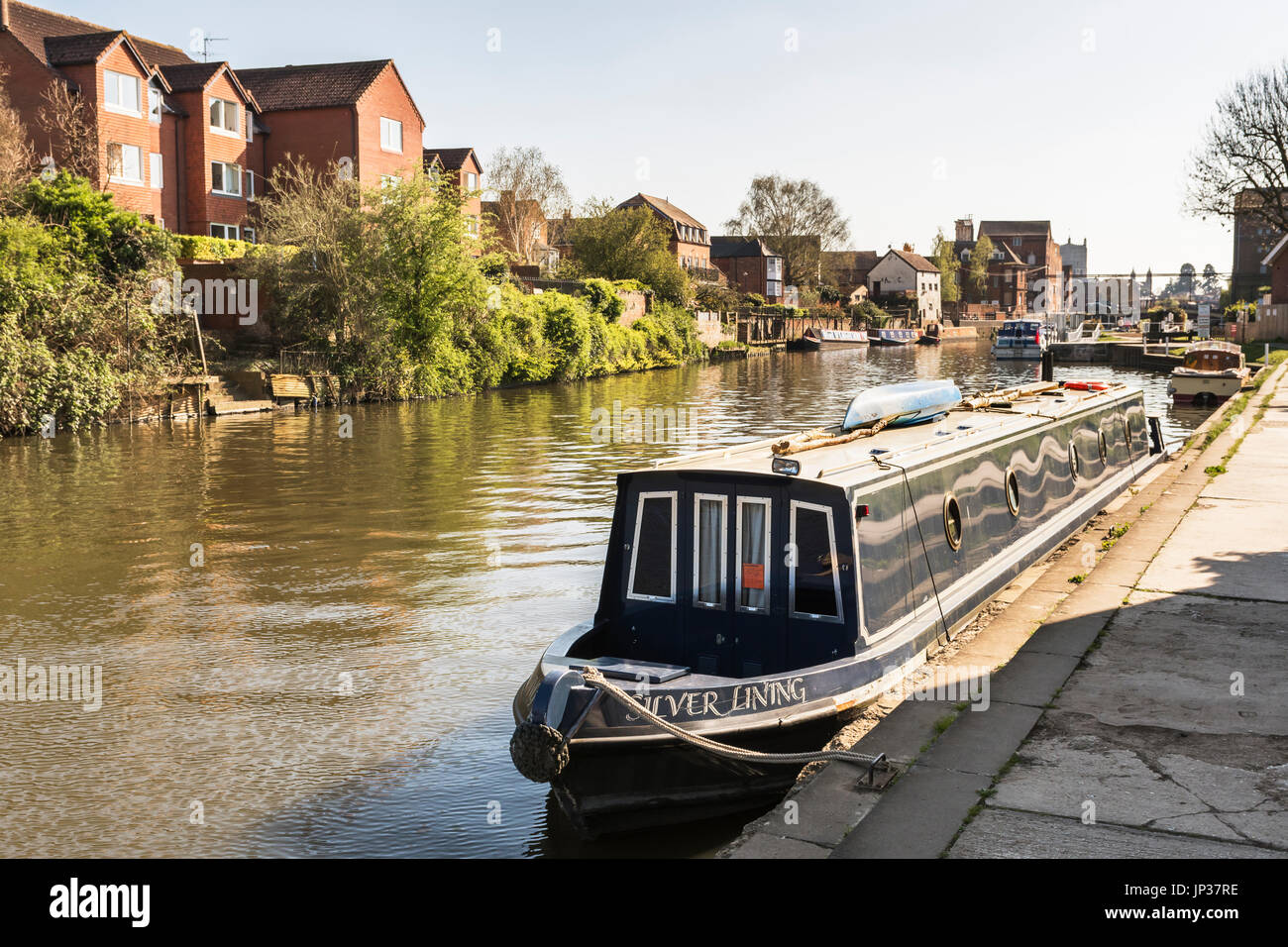 Narrow boat, River Avon, Tewkesbury Stock Photo