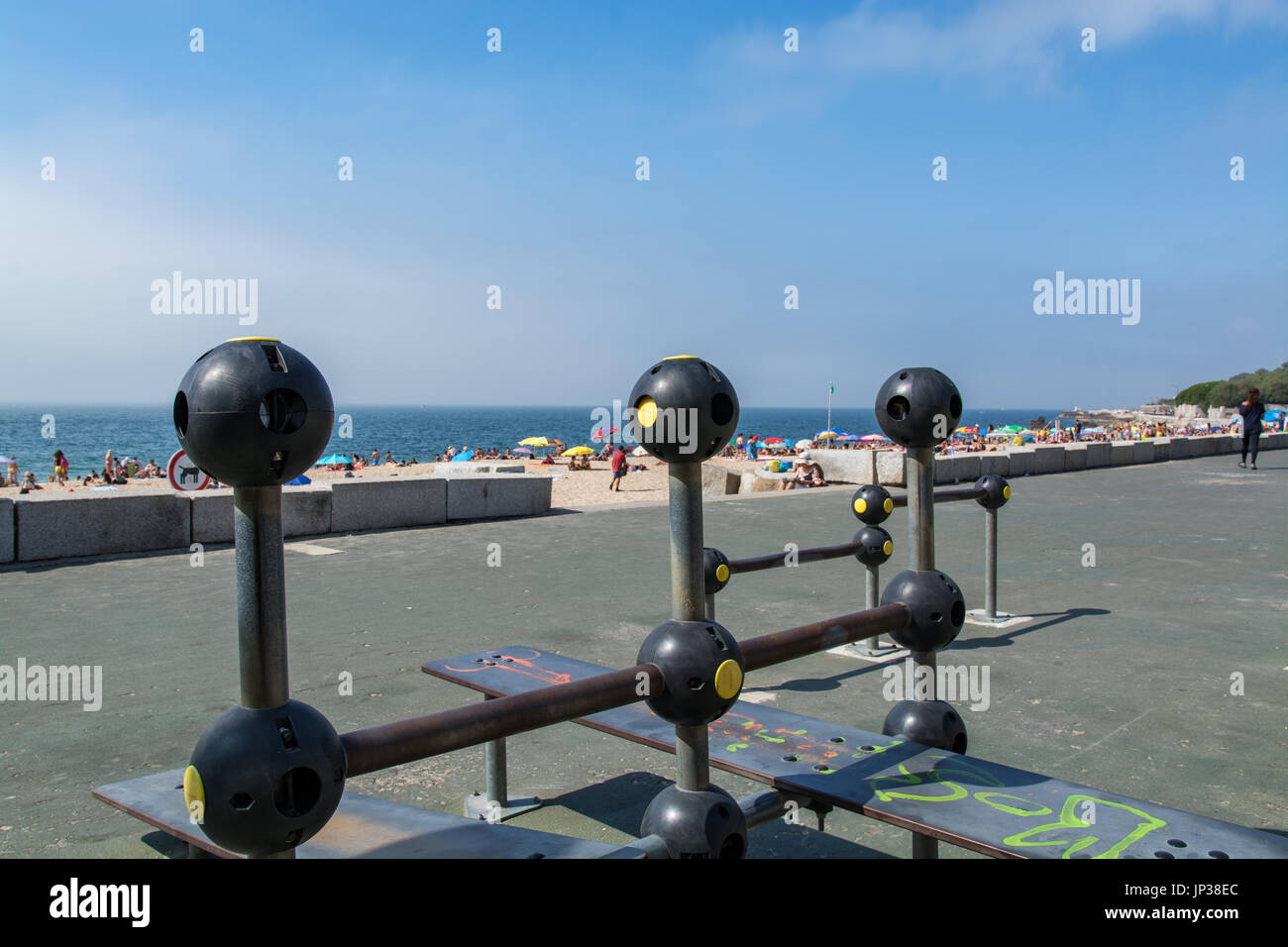 Paco de Arcos Portugal. 26 June 2017. Paco de Arcos beach in Paco de ...