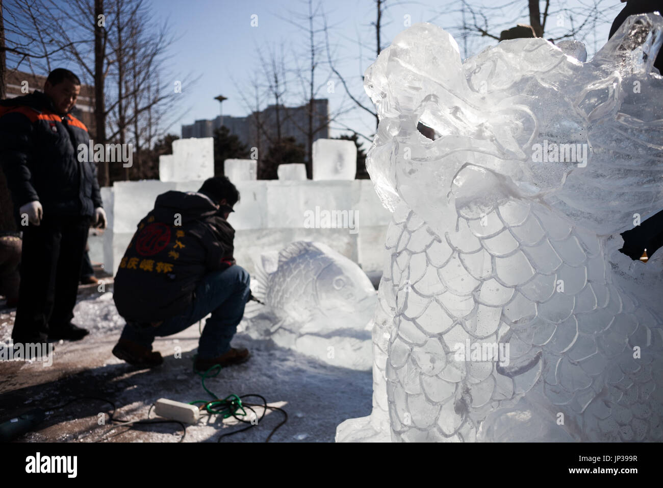 Chinee ice sculptures Stock Photo