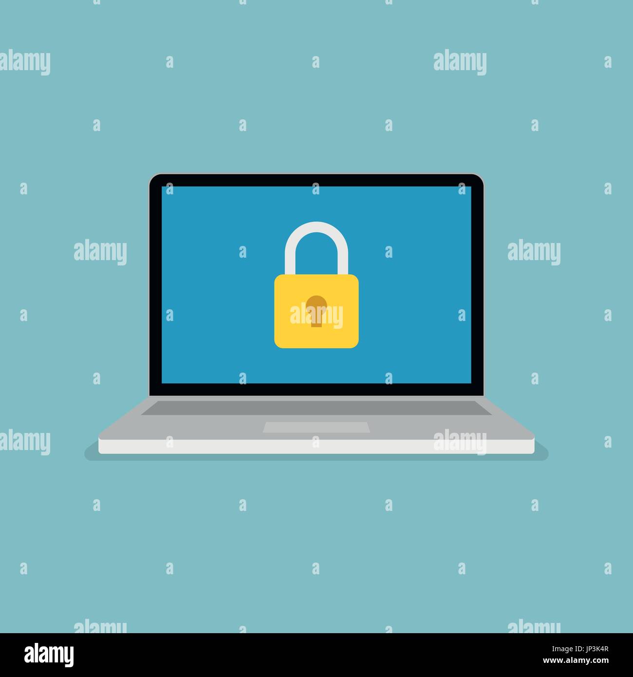 Padlock icon on computer screen. Web security modern flat vector ...