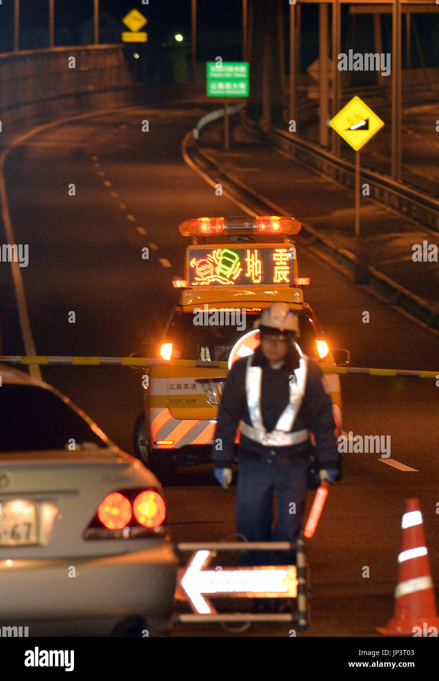 HIROSHIMA, Japan An expressway is blocked in Hiroshima City after an