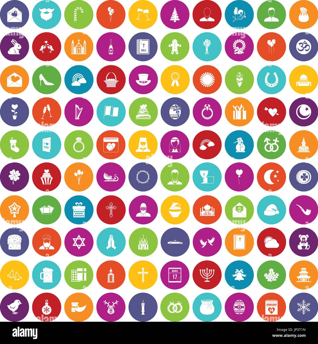 100 religious festival icons set color Stock Vector Image & Art - Alamy