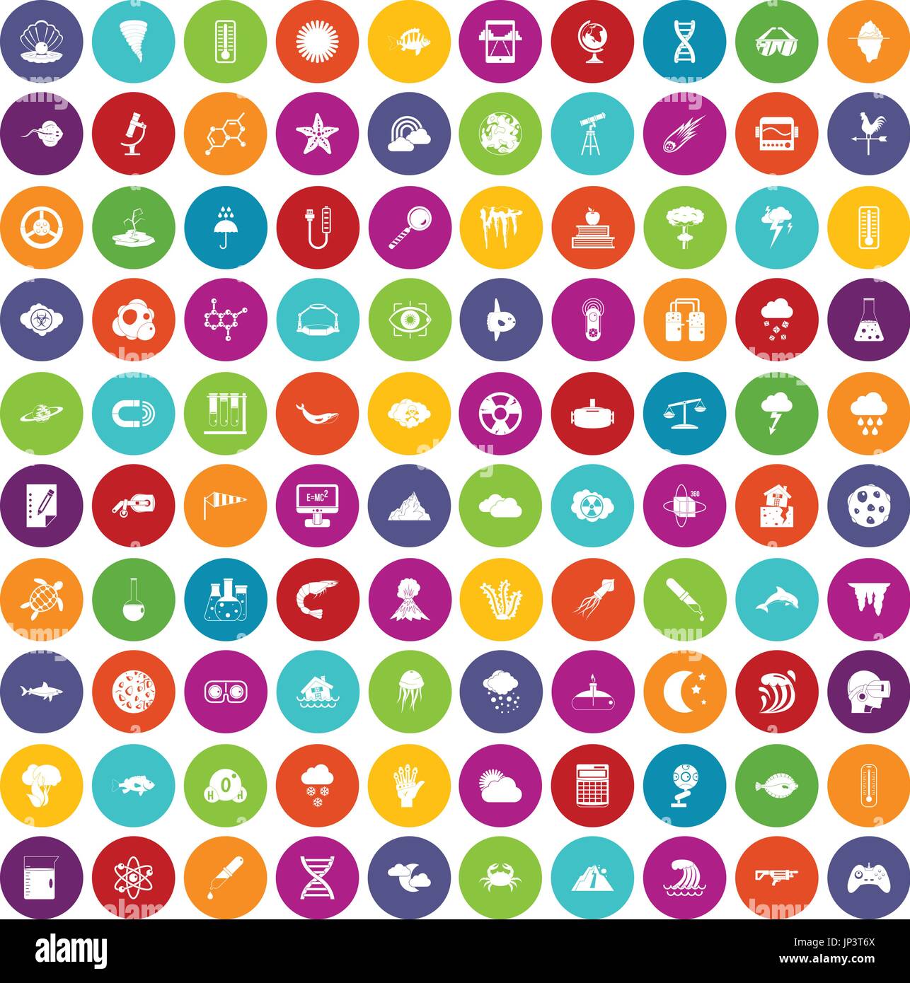 100 research icons set color Stock Vector