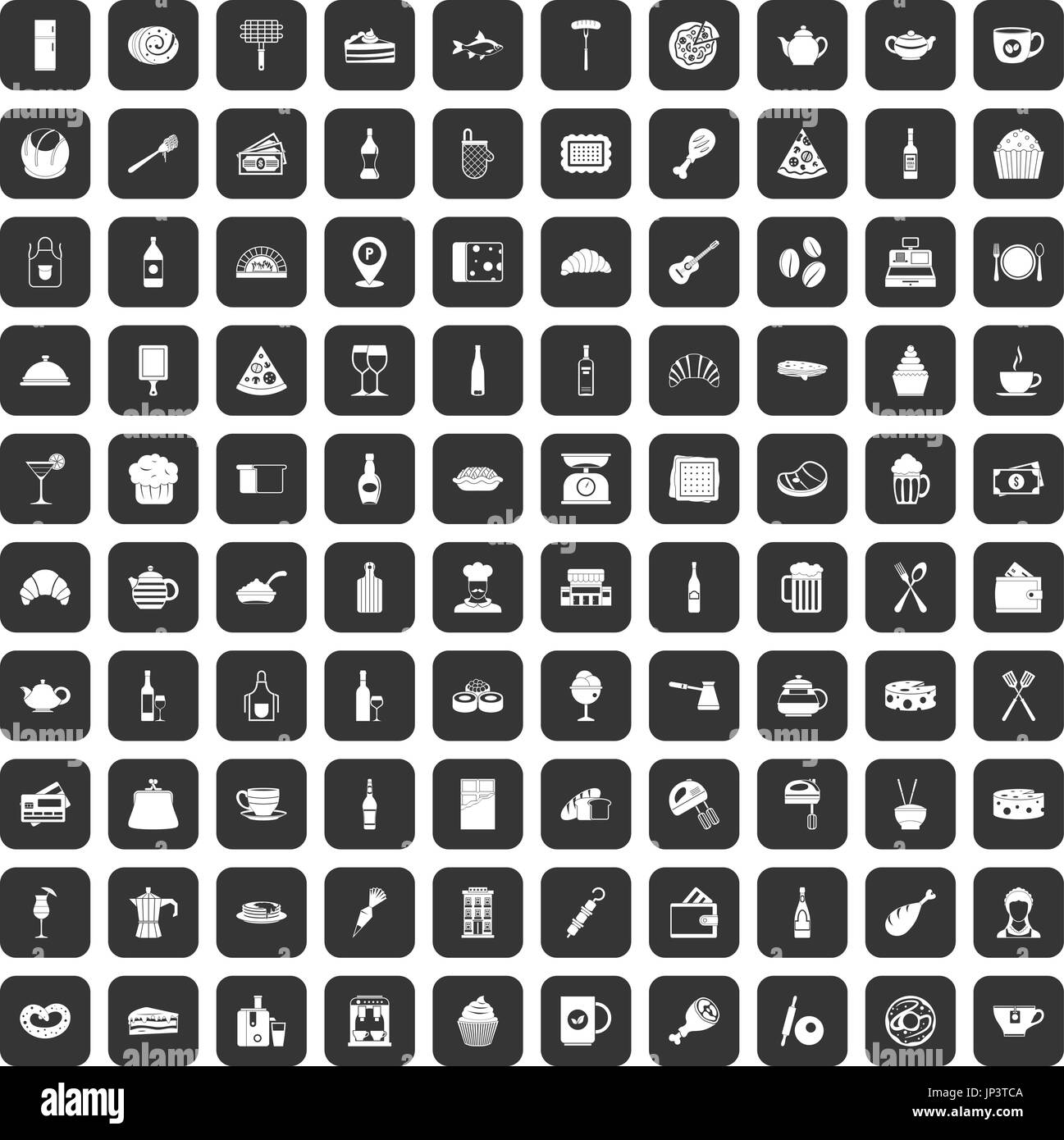 100 restaurant icons set black Stock Vector Image & Art - Alamy