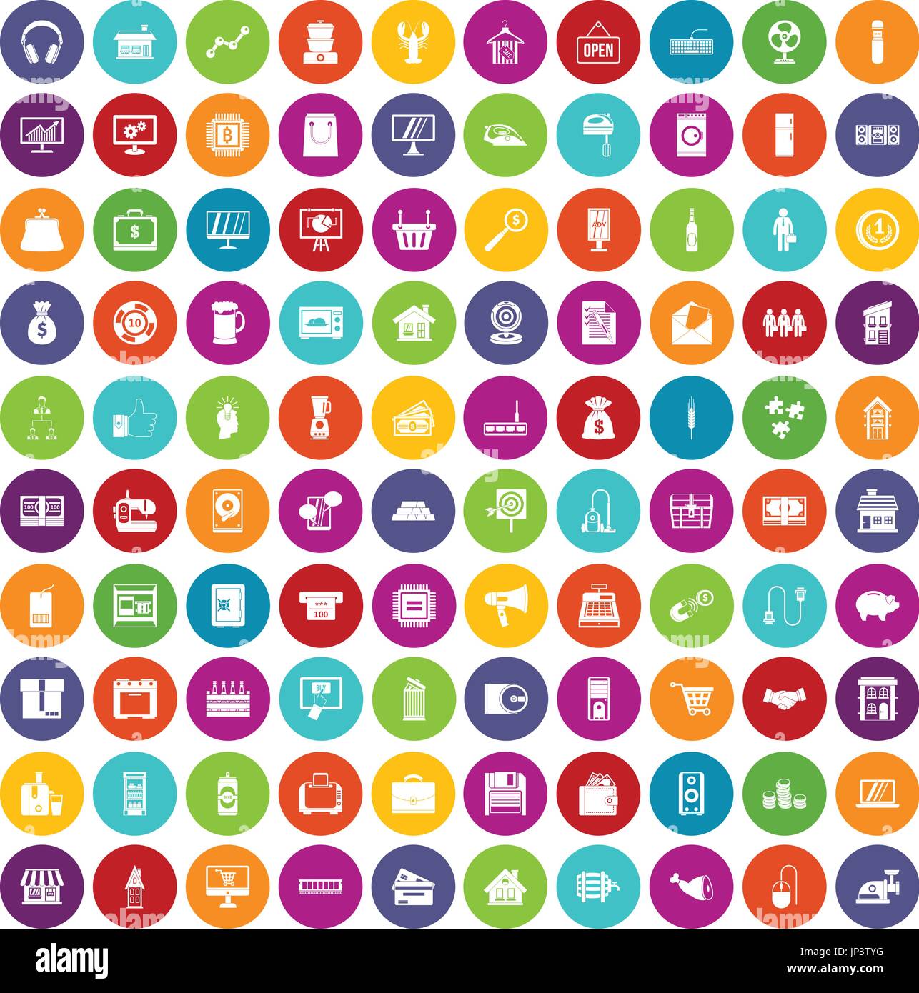 100 sales icons set color Stock Vector