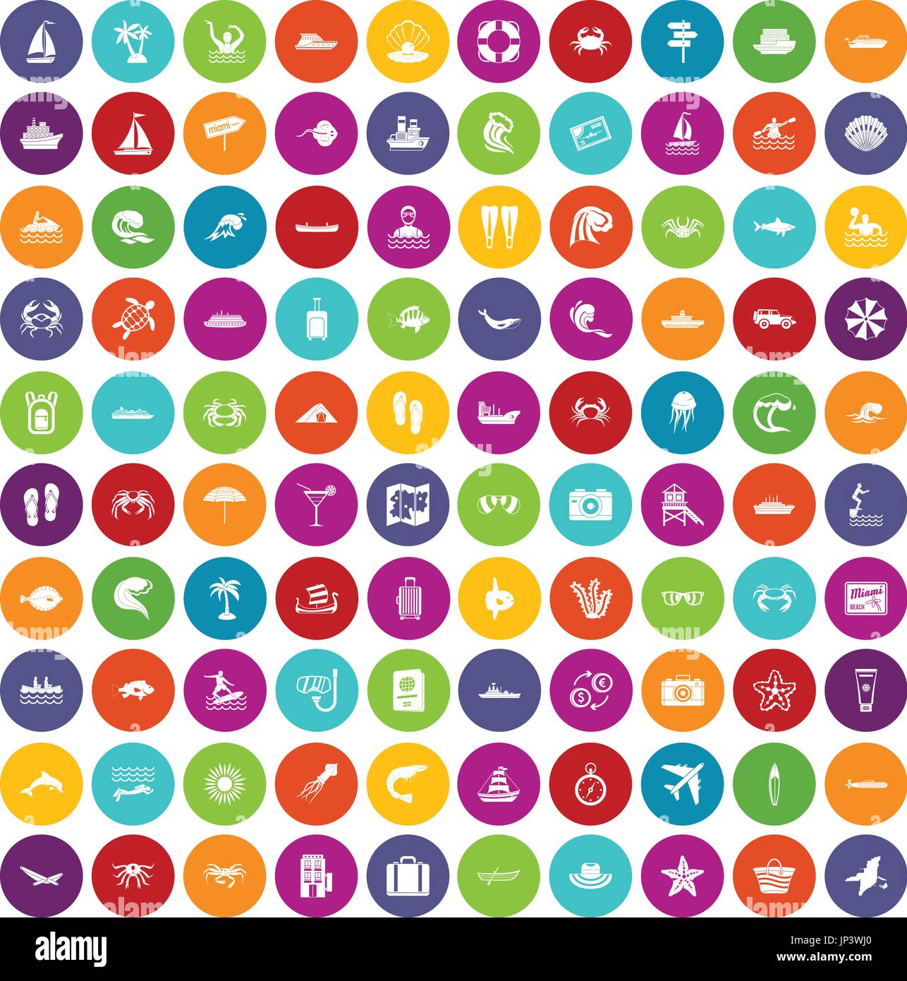 100 sea life icons set color Stock Vector Image & Art - Alamy