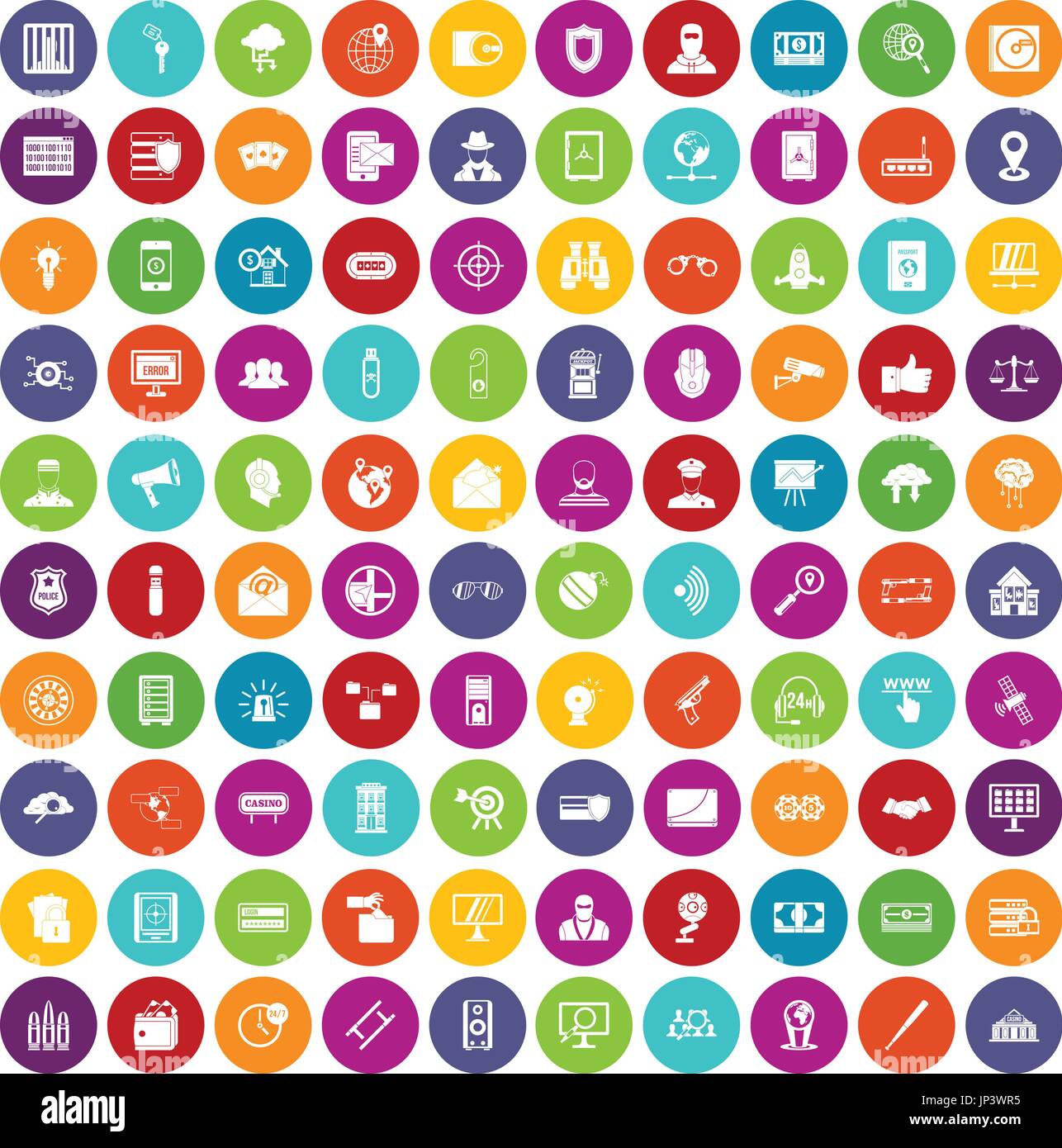 100 security icons set color Stock Vector