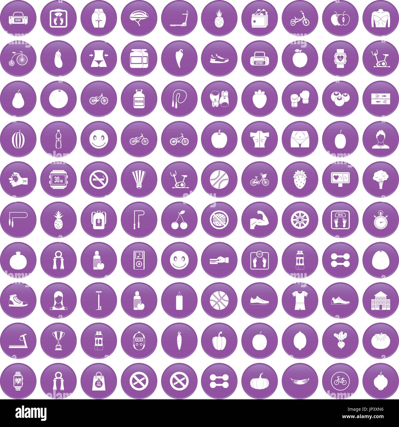 100 fitness icons set purple Stock Vector Image & Art - Alamy