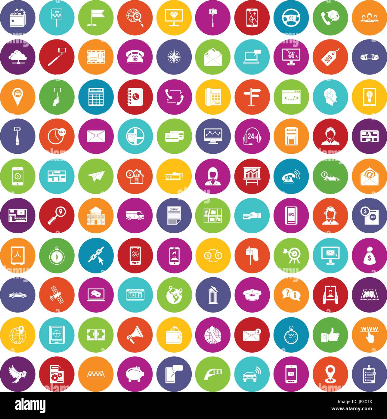 100 smartphone icons set color Stock Vector Image & Art - Alamy