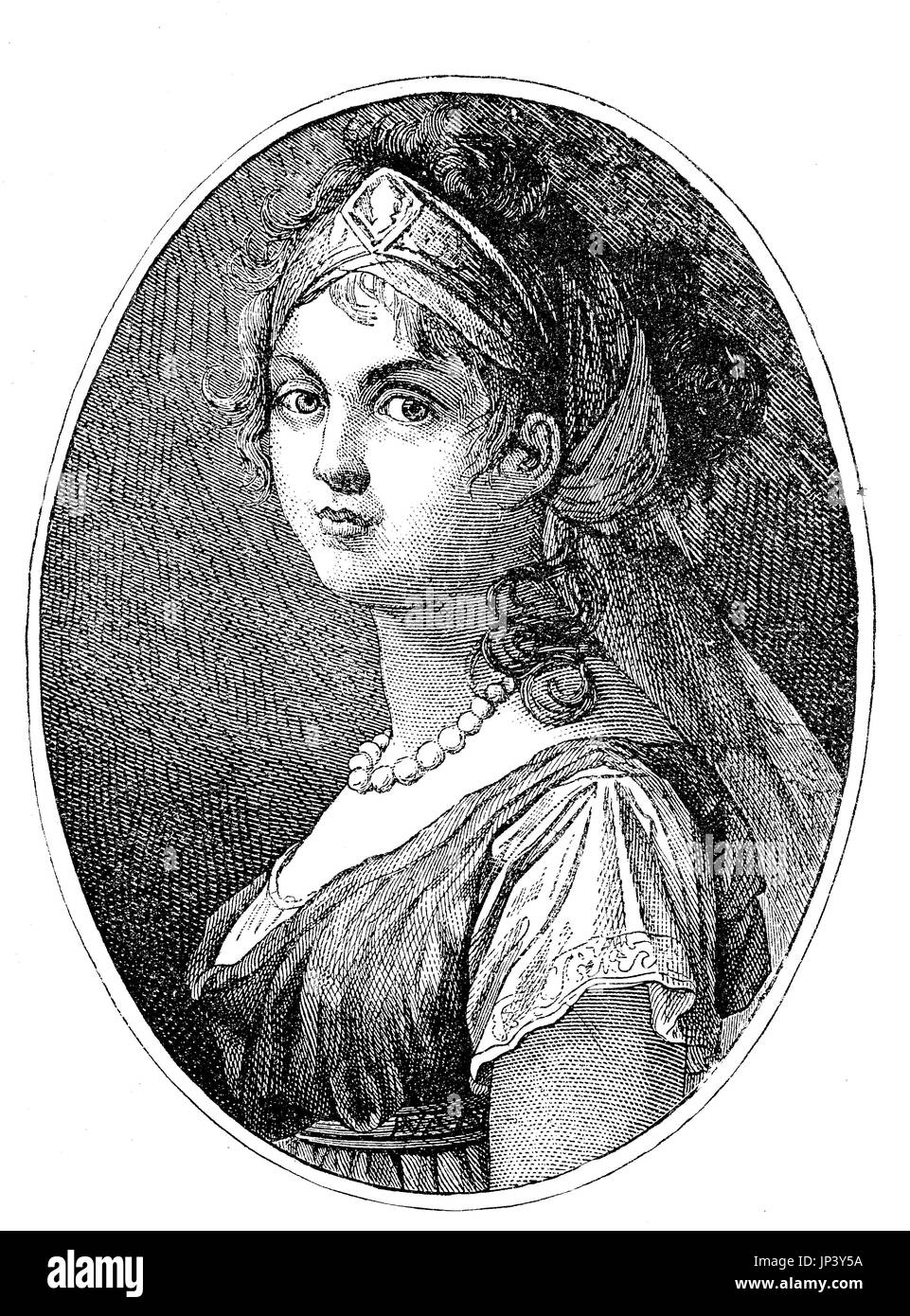 Duchess Louise of Mecklenburg-Strelitz, Luise Auguste Wilhelmine Amalie,  10 March 1776 - 19 July 1810, was Queen consort of Prussia as the wife of King Frederick William III., Germany, digital improved reproduction of a woodcut publication from the year 1888 Stock Photo