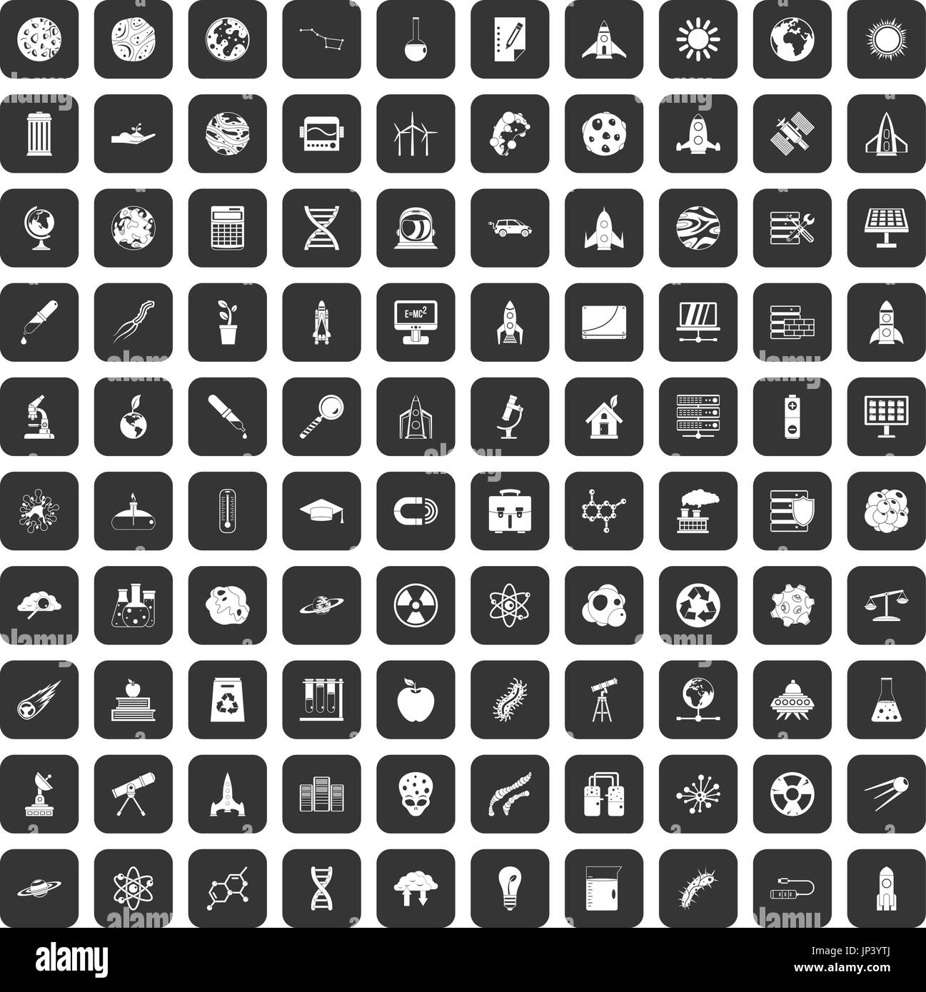 100 space icons set black Stock Vector Image & Art - Alamy