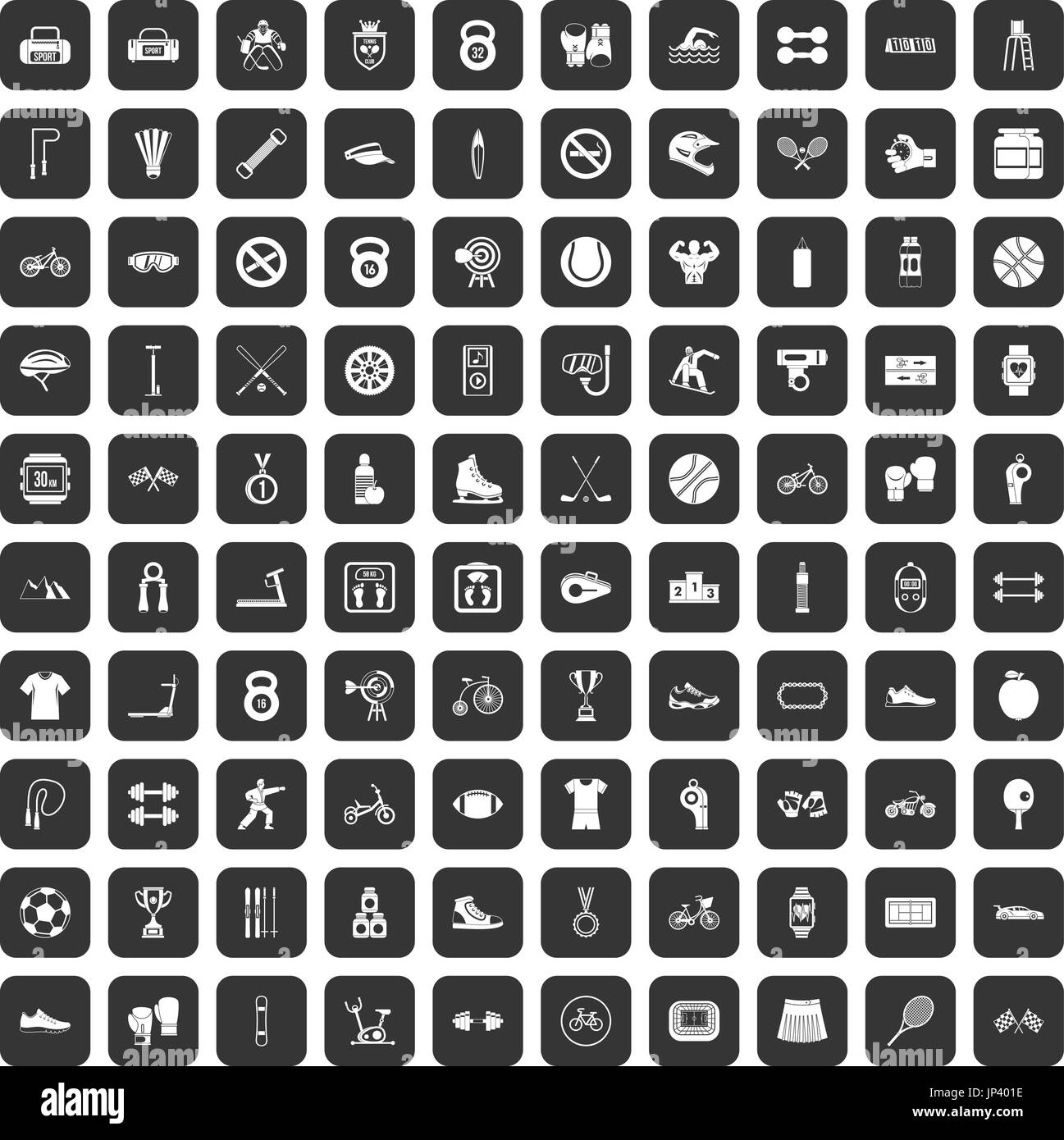 100 sport icons set black Stock Vector Image & Art - Alamy