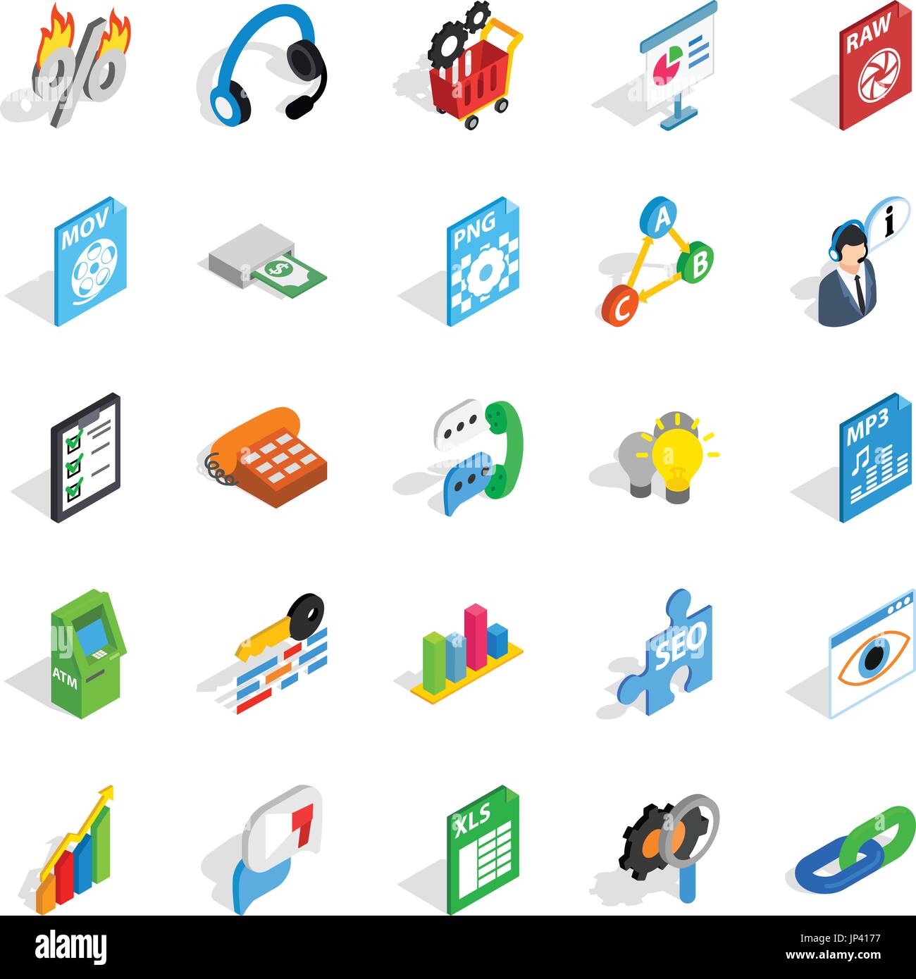 Right icons set, isometric style Stock Vector