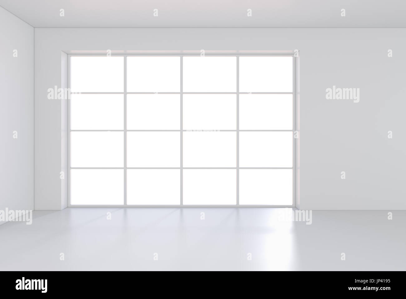 Window Rednering Large window in white room with a bright light. 3D rendering Stock ...